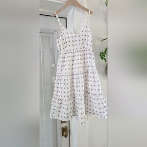 Girls White 100% Cotton Lined Kids Dress